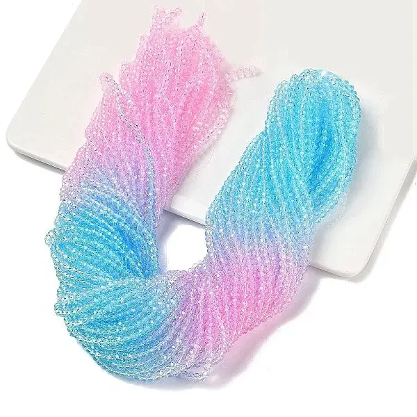Transparent Painted Glass Beads Strands