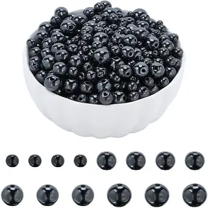 340Pcs 4 Style Non-Magnetic Synthetic Hematite Beads Strands