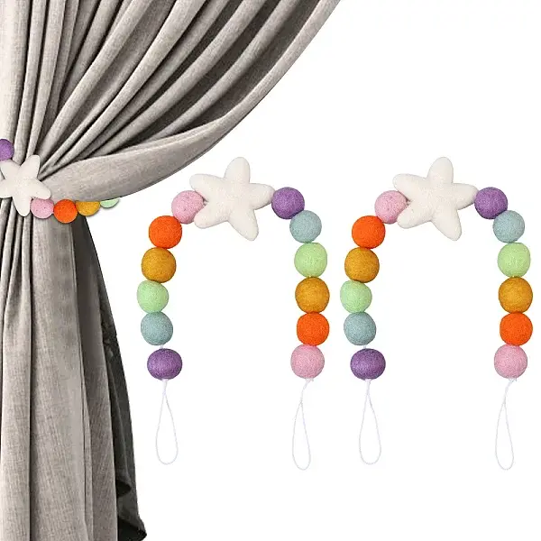 2Pcs Cotton Cord & Wool Braided Curtain Tiebacks