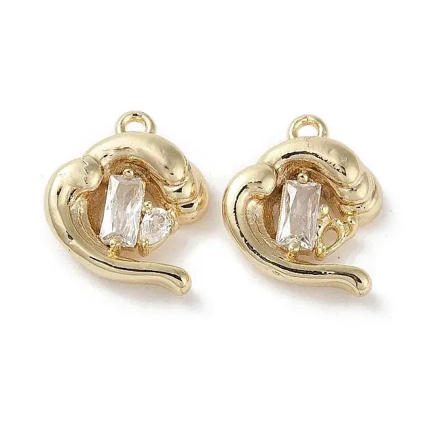 Brass Micro Pave Clear Cubic Zirconia Charms