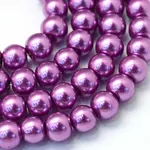 Baking Paint Pearlized Glass Pearl Round Bead Strands