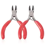 2Pcs Carbon Steel Jewelry Pliers with Red Handles