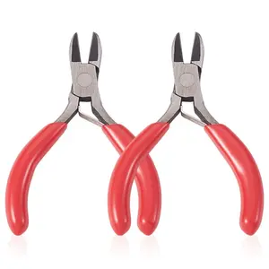 2Pcs Carbon Steel Jewelry Pliers with Red Handles