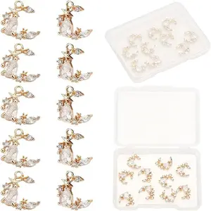 10Pcs Brass Micro Pave Cubic Zirconia Charm