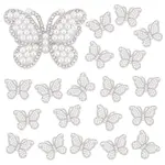20Pcs Butterfly Rhinestone with Plastic Pearl Cloth Patches
