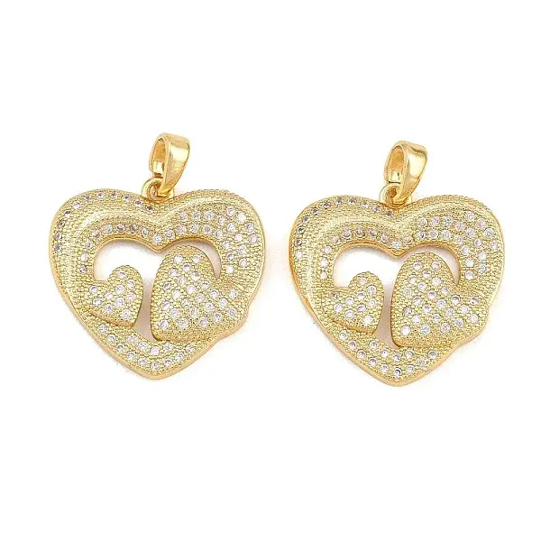 Brass Micro Pave Clear Cubic Zirconia Pendants