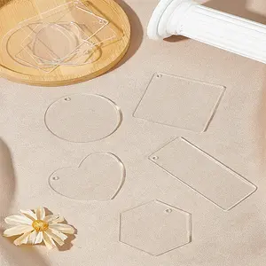 20Pcs 5 Styles Transparent Acrylic Disc Big Pendants