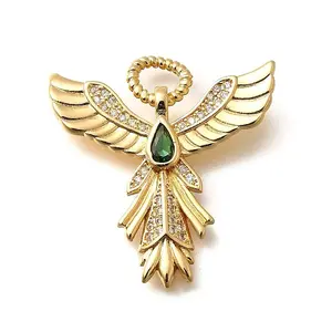 Brass Micro Pave Cubic Zirconia with Glass Pendants