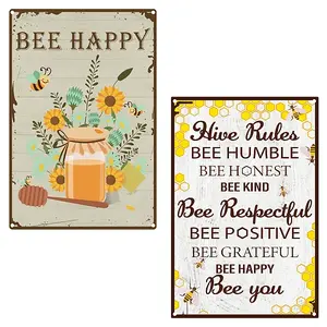 2Pcs 2 Style Vintage Metal Tin Sign
