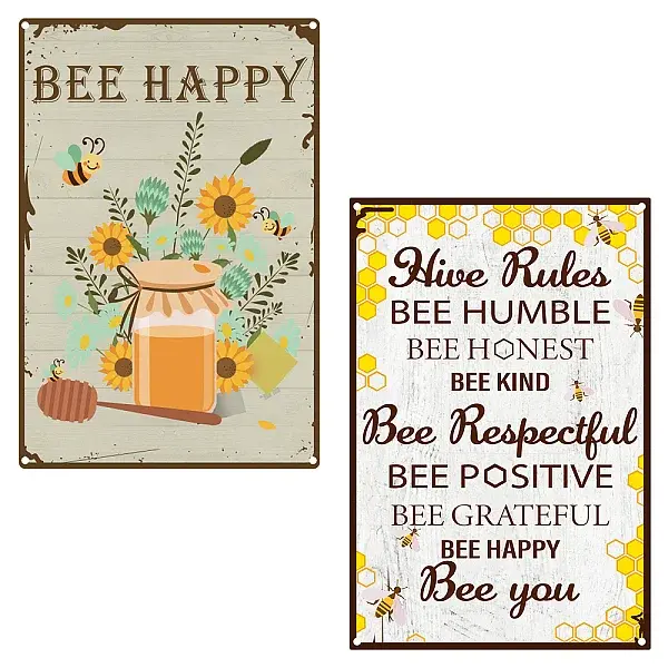 2Pcs 2 Style Vintage Metal Tin Sign