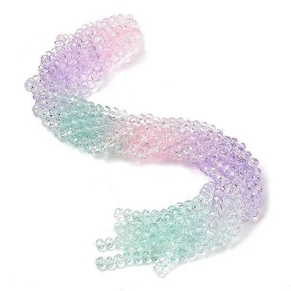 Transparent Painted Glass Beads Strands