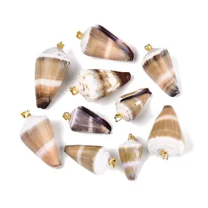 Brass & Natural Cone Shell Pendants