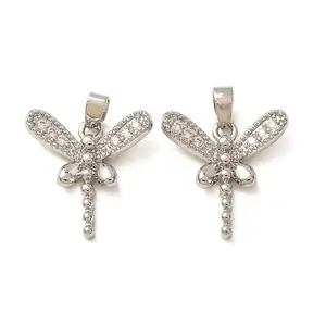 Brass Micro Pave Clear Cubic Zirconia Pendants