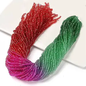 Transparent Painted Glass Beads Strands