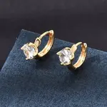 Brass Micro Pave Cubic Zirconia Hoop Earrings
