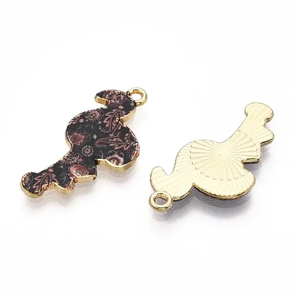 Printed Light Gold Tone Alloy Pendants