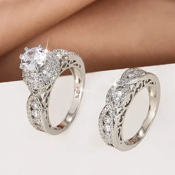 Brass Micro Pave Cubic Zirconia Finger Rings