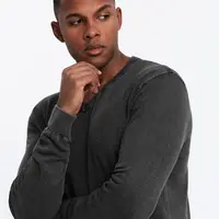 Ombre Washed men's pullover with a v-neck - black