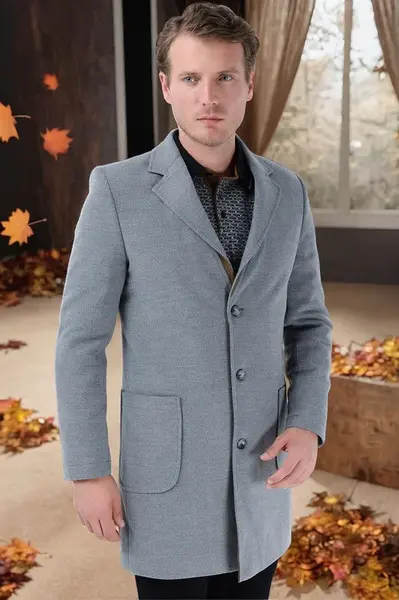PLT8384 DEWBERRY MEN'S COAT-STRAIGHT GREY