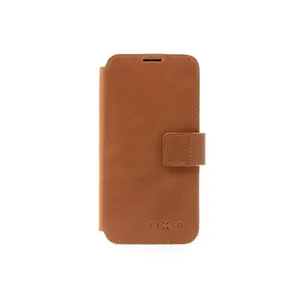 Kožené pouzdro typu kniha FIXED ProFit pro Samsung Galaxy S25, hnědá