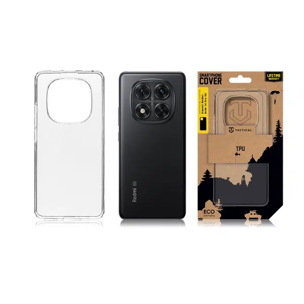 Zadní kryt Tactical TPU pro Xiaomi Redmi Note 14 Pro 5G, transparentní