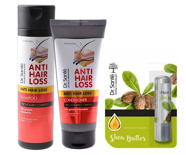 Sada proti vypadávání vlasů Dr. Santé Anti Hair Loss + balzám na rty zdarma + dárek zdarma