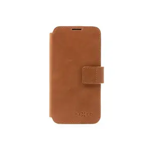 Kožené pouzdro typu kniha FIXED ProFit pro Apple iPhone 16 Pro, hnědá