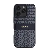 Zadní kryt DKNY PU Leather Repeat Pattern Tonal Stripe pro Apple iPhone 16 Pro Max, modrá