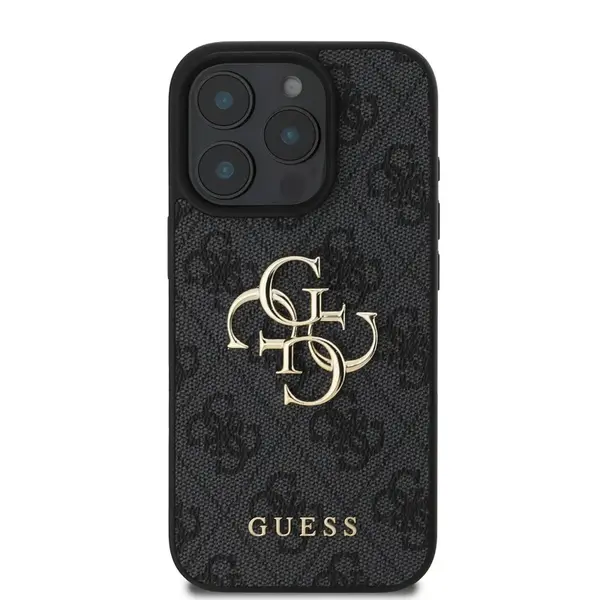 Zadní kryt Guess PU 4G Metal Logo pro Apple iPhone 16 Pro Max, šedá
