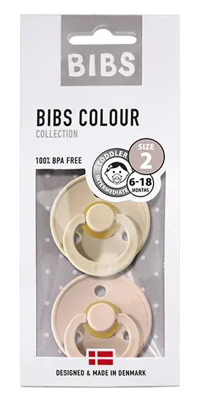 BIBS Colour dudlíky z přírodního kaučuku - velikost 2 Vanilla / Blush 2 ks