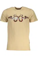 CAVALLI CLASS MEN'S SHORT SLEEVED T-SHIRT BEIGE