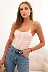 Kesi Dámská pruhovaná tílko v pudrově růžové barvě