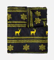 Gemre Black blanket with yellow Christmas patterns Velma