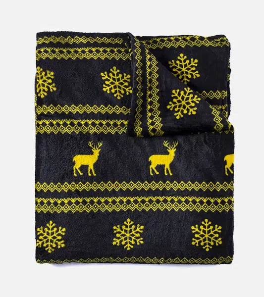 Gemre Black blanket with yellow Christmas patterns Velma
