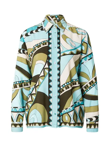 Emily Van Den Bergh Blúzka  svetlomodrá / olivová / tmavozelená / biela