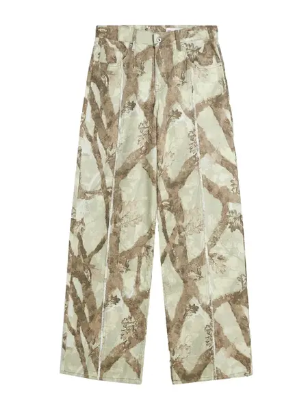 Bershka Džínsy  mokka / svetlozelená / biela