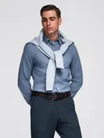 Ombre Men's SLIM FIT shirt in decorative fabric - blue