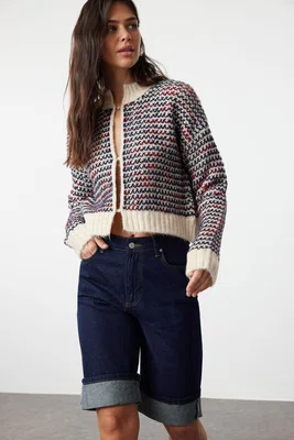 Trendyol Stone Soft Textured Gradient Knitwear Cardigan