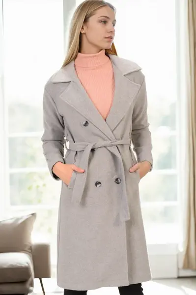 Z6765 DEWBERRY WOMEN'S COAT-GREY-2