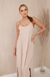 Dámské šaty s ramínky - tmavě béžová