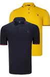 DOUBLE SET T8586 DEWBERRY MEN'S T-SHIRT-NAVY-YELLOW