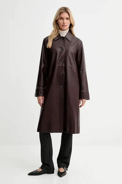 Kabát PS Paul Smith hnědá barva, W2R-284C-T31350