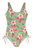 LASCANA Jednodielne plavky 'Malia'  nefritová / svetlozelená / oranžová / ružová