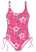 LASCANA Jednodielne plavky 'Malia'  nefritová / fialová / oranžová / ružová