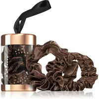 BrushArt Gift for You Slim & Midi satin scrunchie set gumičky do vlasov Chocolate brown 3 ks