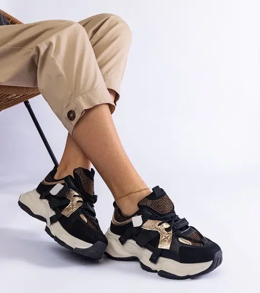 Gemre Black sneakers with gold inserts Candra