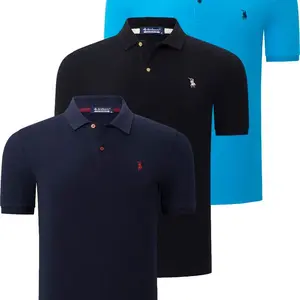 TRIPLE SET T8561 DEWBERRY MEN'S T-SHIRT-BLACK-NAVY-BLUE