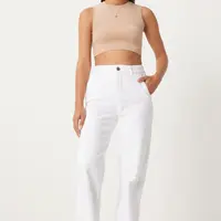 Happiness İstanbul Women's White Wide Leg High Waist Jeans