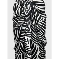 71058 Dewberry Patterned Shiny Fabric Women Pareo-BLACK-WHITE