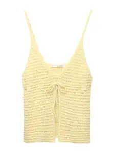 Pull&Bear Vyšívaný top  pastelovo žltá